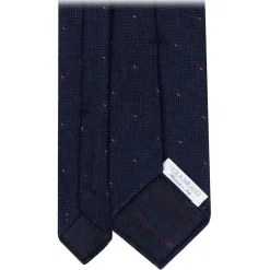 Viola Milano - Classic Polka Dot 3-Fold Grenadine Tie - Navy/Brown - Handmade in Italy - Luxury Exclusive Collection - Avvenice