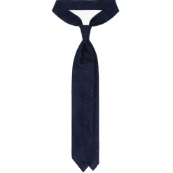 Viola Milano - Classic Polka Dot 3-Fold Grenadine Tie - Navy/Brown - Handmade in Italy - Luxury Exclusive Collection - Avvenice