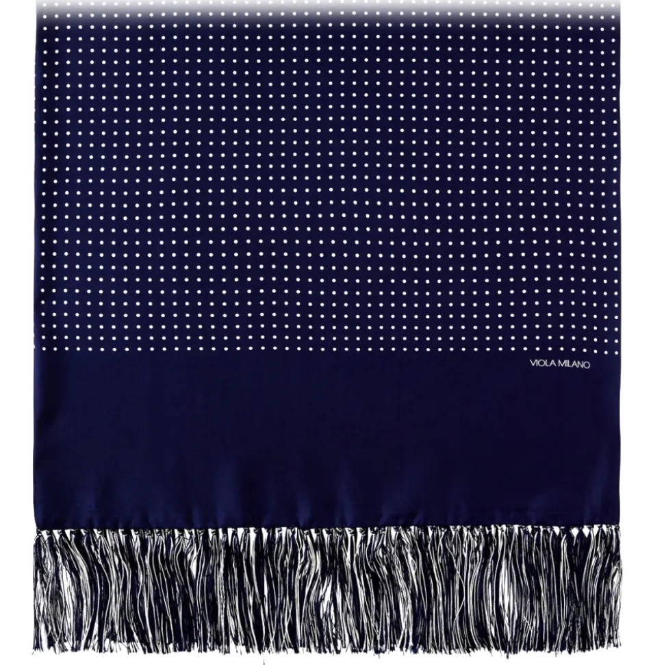 Viola Milano - Classic Polka Dot Madder Silk Scarf - Navy - Handmade in Italy - Luxury Exclusive Collection - Avvenice