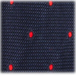Viola Milano - Classic Polka Dot 3-Fold Grenadine Tie - Navy / Red - Made in Italy - Luxury Exclusive Collection - Avvenice
