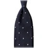 Viola Milano - Classic Polka Dot 3-Fold Grenadine Tie - Navy/White - Handmade in Italy - Luxury Exclusive Collection - Avvenice