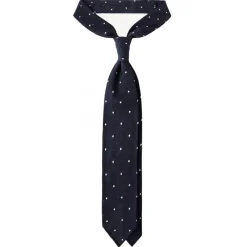 Viola Milano - Classic Polka Dot 3-Fold Grenadine Tie - Navy/White - Handmade in Italy - Luxury Exclusive Collection - Avvenice