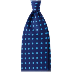 Viola Milano - Classic Polka Dot Selftipped Silk Tie - Blue/Sky - Handmade in Italy - Luxury Exclusive Collection - Avvenice