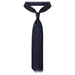 Viola Milano - Classic Polka Dot 3-Fold Grenadine Tie - Navy / Blue - Made in Italy - Luxury Exclusive Collection - Avvenice
