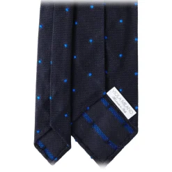 Viola Milano - Classic Polka Dot 3-Fold Grenadine Tie - Navy / Blue - Made in Italy - Luxury Exclusive Collection - Avvenice