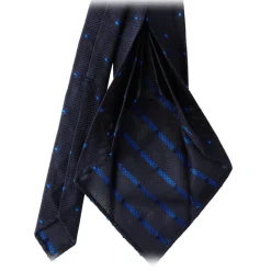 Viola Milano - Classic Polka Dot 3-Fold Grenadine Tie - Navy / Blue - Made in Italy - Luxury Exclusive Collection - Avvenice
