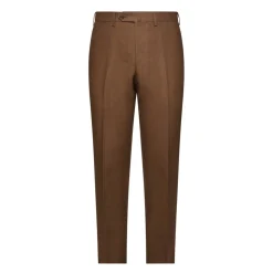 Viola Milano - Classic Raw Linen Trousers - Coffee - Handmade in Italy - Luxury Exclusive Collection - Avvenice