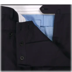 Viola Milano - Classic 4-seasonal Cotton Trousers - Navy - Handmade in Italy - Luxury Exclusive Collection - Avvenice