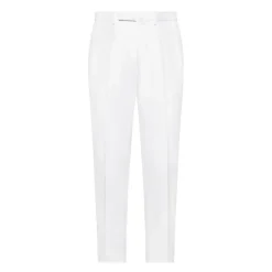 Viola Milano - Classic 4-seasonal Cotton Trousers - White - Handmade in Italy - Luxury Exclusive Collection - Avvenice