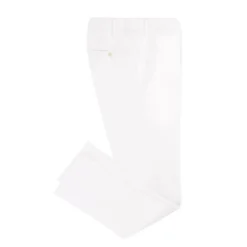 Viola Milano - Classic 4-seasonal Cotton Trousers - White - Handmade in Italy - Luxury Exclusive Collection - Avvenice