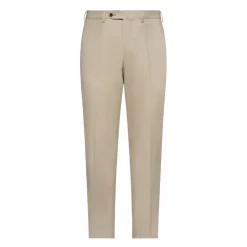 Viola Milano - Classic 4-seasonal Cotton Trousers - Beige - Handmade in Italy - Luxury Exclusive Collection - Avvenice