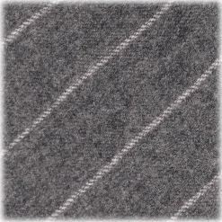 Viola Milano - Classic Shalk Stripe Untipped Flannel Tie - Light Grey - Made in Italy - Luxury Exclusive Collection - Avvenice