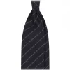 Viola Milano - Classic Shalk Stripe Untipped Flannel Tie - Navy - Made in Italy - Luxury Exclusive Collection - Avvenice