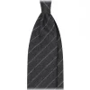 Viola Milano - Classic Shalk Stripe Untipped Flannel Tie - Dark Grey - Made in Italy - Luxury Exclusive Collection - Avvenice