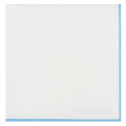 Viola Milano - Classic Shoestring 100% Cotton Pocket Square - Light Blue - Handmade in Italy - Luxury Exclusive Collection - Avvenice
