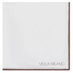 Viola Milano - Classic Shoestring 100% Linen Pocket Square - Brown - Handmade in Italy - Luxury Exclusive Collection - Avvenice