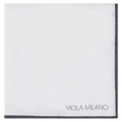 Viola Milano - Classic Shoestring 100% Linen Pocket Square - Navy - Handmade in Italy - Luxury Exclusive Collection - Avvenice