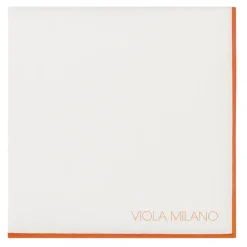 Viola Milano - Classic Shoestring 100% Cotton Pocket Square - Orange - Handmade in Italy - Luxury Exclusive Collection - Avvenice