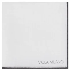 Viola Milano - Classic Shoestring 100% Linen Pocket Square - Black - Handmade in Italy - Luxury Exclusive Collection - Avvenice