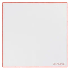 Viola Milano - Classic Shoestring 100% Linen Pocket Square - Orange - Handmade in Italy - Luxury Exclusive Collection - Avvenice