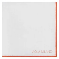 Viola Milano - Classic Shoestring 100% Linen Pocket Square - Orange - Handmade in Italy - Luxury Exclusive Collection - Avvenice
