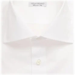 Viola Milano - Classic Solid Cut-Away Collar Dress Shirt - White - Handmade in Italy - Luxury Exclusive Collection - Avvenice