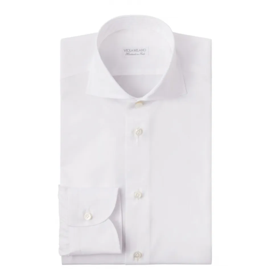 Viola Milano - Classic Solid Color Shirt - White - Handmade in Italy - Luxury Exclusive Collection - Avvenice