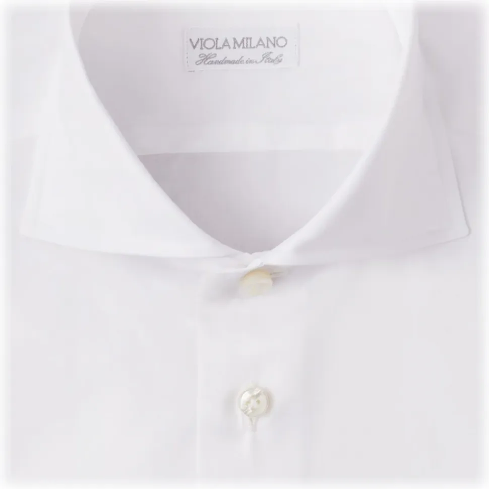 Viola Milano - Classic Solid Color Shirt - White - Handmade in Italy - Luxury Exclusive Collection - Avvenice