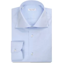 Viola Milano - Classic Solid Cut-Away Collar Dress Shirt - Classic Blue - Handmade in Italy - Luxury Exclusive Collection - Avvenice