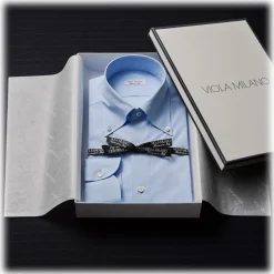 Viola Milano - Classic Solid Button-Down Collar Dress Shirt - Classic Blue - Handmade in Italy - Luxury Exclusive Collection - Avvenice