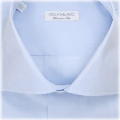 Viola Milano - Classic Solid Color Shirt - Classic Blue - Handmade in Italy - Luxury Exclusive Collection - Avvenice