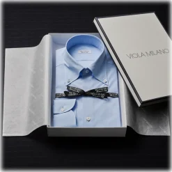 Viola Milano - Classic Solid Color Shirt - Classic Blue - Handmade in Italy - Luxury Exclusive Collection - Avvenice