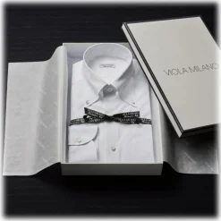 Viola Milano - Classic Solid Button-Down Collar Dress Shirt - White - Handmade in Italy - Luxury Exclusive Collection - Avvenice