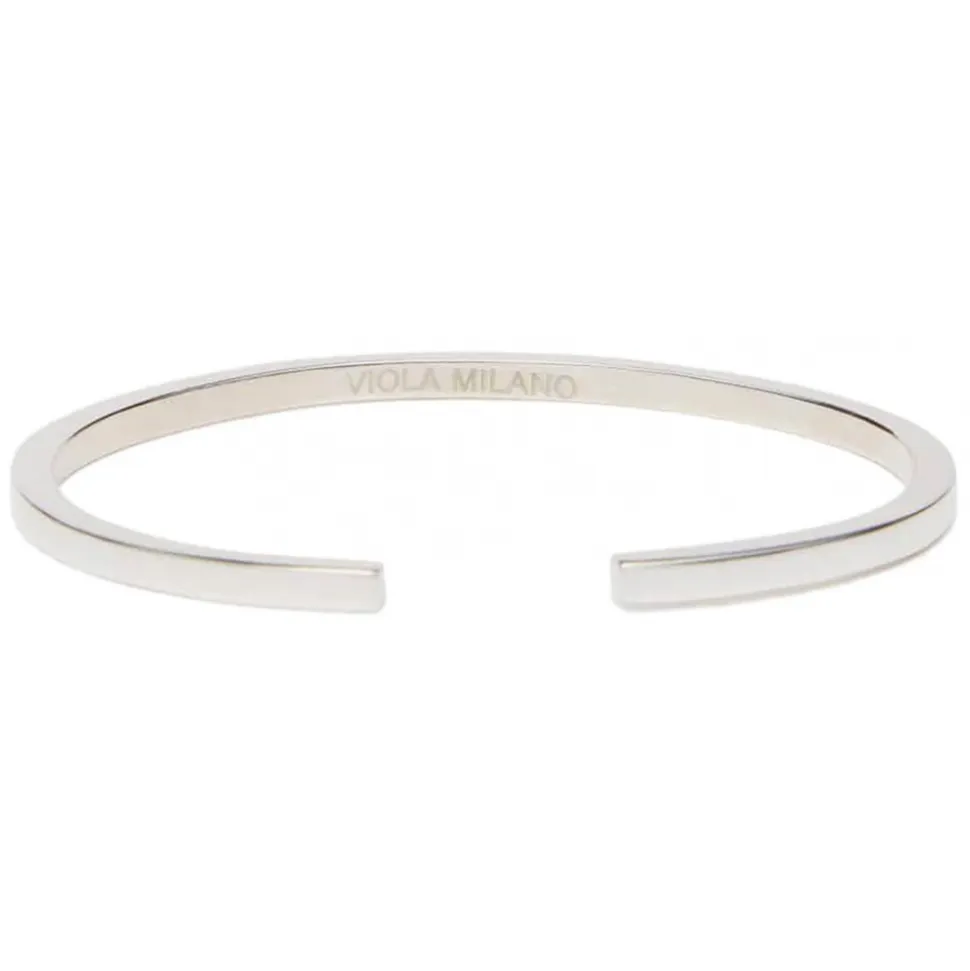 Viola Milano - Classic Sterling Silver Bangle - Small - Handmade in Italy - Luxury Exclusive Collection - Avvenice