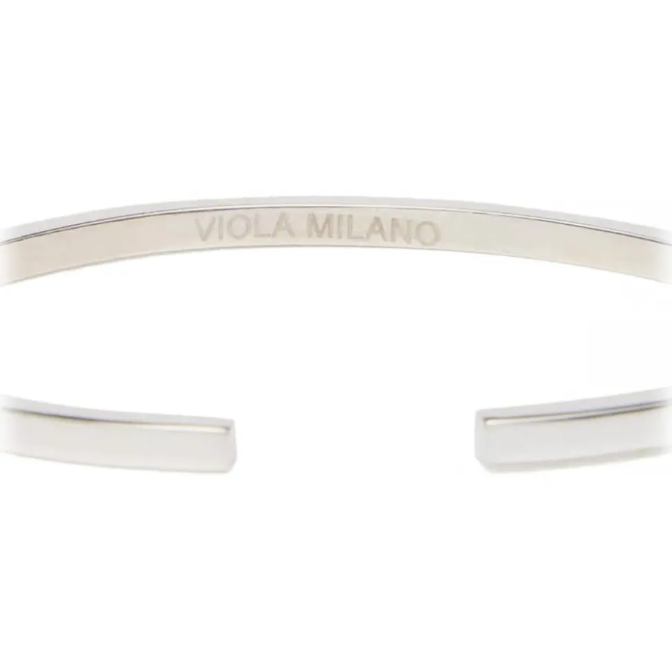 Viola Milano - Classic Sterling Silver Bangle - Small - Handmade in Italy - Luxury Exclusive Collection - Avvenice