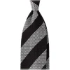 Viola Milano - Classic Stripe 3-Fold Grenadine Tie - Brown/White - Handmade in Italy - Luxury Exclusive Collection - Avvenice