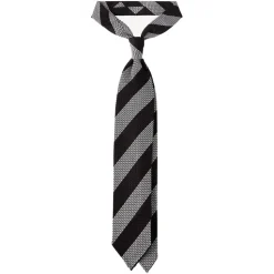 Viola Milano - Classic Stripe 3-Fold Grenadine Tie - Brown/White - Handmade in Italy - Luxury Exclusive Collection - Avvenice