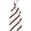 Viola Milano - Classic Stripe Selftipped Silk Jacquard Tie - Brown / Navy - Made in Italy - Luxury Exclusive Collection - Avvenice