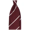 Viola Milano - Classic Stripe Selftipped Woven Silk Jacquard Tie - Wine/White - Handmade in Italy - Luxury Exclusive Collection - Avvenice