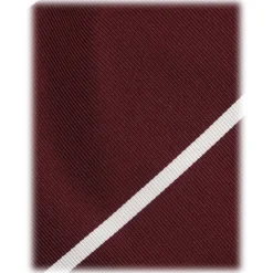 Viola Milano - Classic Stripe Selftipped Woven Silk Jacquard Tie - Wine/White - Handmade in Italy - Luxury Exclusive Collection - Avvenice