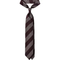 Viola Milano - Classic Stripe 3-Fold Grenadine Tie - Burgundy/White - Handmade in Italy - Luxury Exclusive Collection - Avvenice