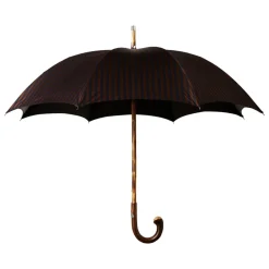 Viola Milano - Classic Stripe Chestnut Umbrella - Navy/Brown - Handmade in Italy - Luxury Exclusive Collection - Avvenice