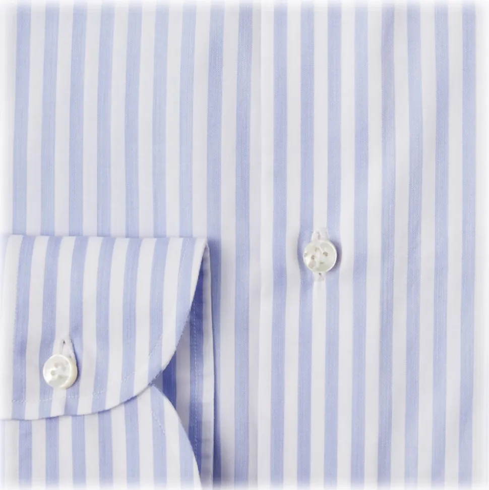 Viola Milano - Classic Stripe Shirt - Blue and White - Handmade in Italy - Luxury Exclusive Collection - Avvenice