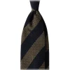 Viola Milano - Classic Stripe 3-Fold Grenadine Tie - Navy/Taupe - Handmade in Italy - Luxury Exclusive Collection - Avvenice