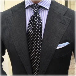 Viola Milano - Classic Stripe Cut-Away Collar Dress Shirt - Blue/White - Handmade in Italy - Luxury Exclusive Collection - Avvenice