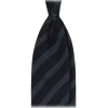 Viola Milano - Classic Stripe 3-Fold Grenadine Tie - Midnight/Sea - Handmade in Italy - Luxury Exclusive Collection - Avvenice