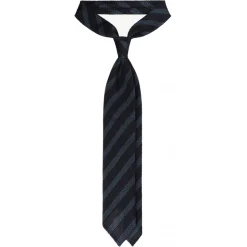 Viola Milano - Classic Stripe 3-Fold Grenadine Tie - Midnight/Sea - Handmade in Italy - Luxury Exclusive Collection - Avvenice
