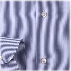 Viola Milano - Classic Stripe Button-Down Collar Dress Shirt - Navy/White - Handmade in Italy - Luxury Exclusive Collection - Avvenice
