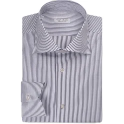 Viola Milano - Classic Stripe Cut-Away Collar Dress Shirt - Midnight/White - Handmade in Italy - Luxury Exclusive Collection - Avvenice