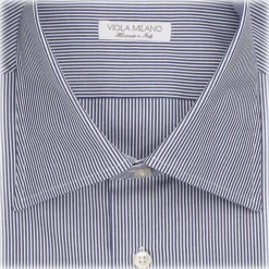 Viola Milano - Classic Stripe Napoli Collar Dress Shirt - Navy/White - Handmade in Italy - Luxury Exclusive Collection - Avvenice